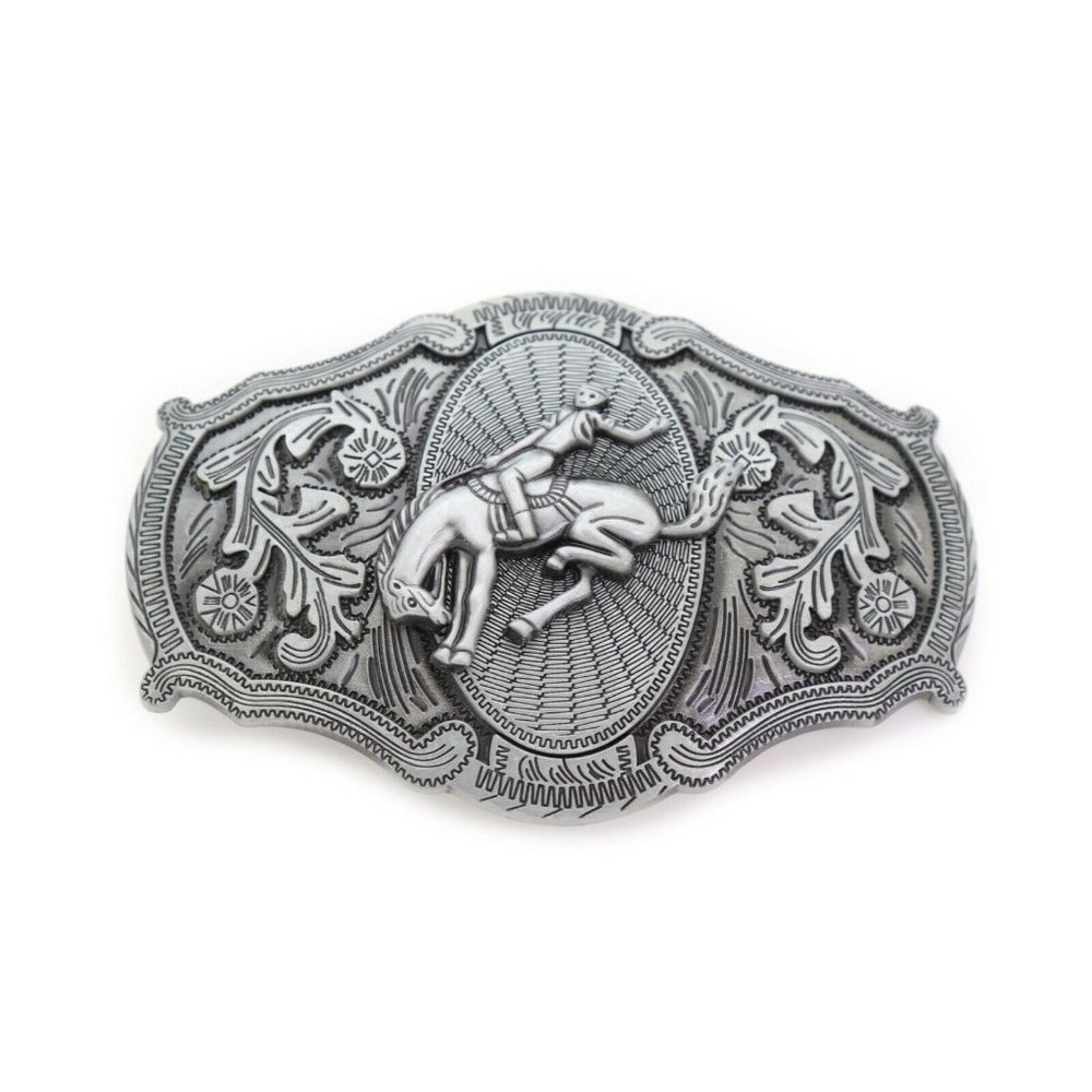 Men Silver Metal Rodeo Horse Belt Buckle Western Fashion Cowboys Ride Accessory